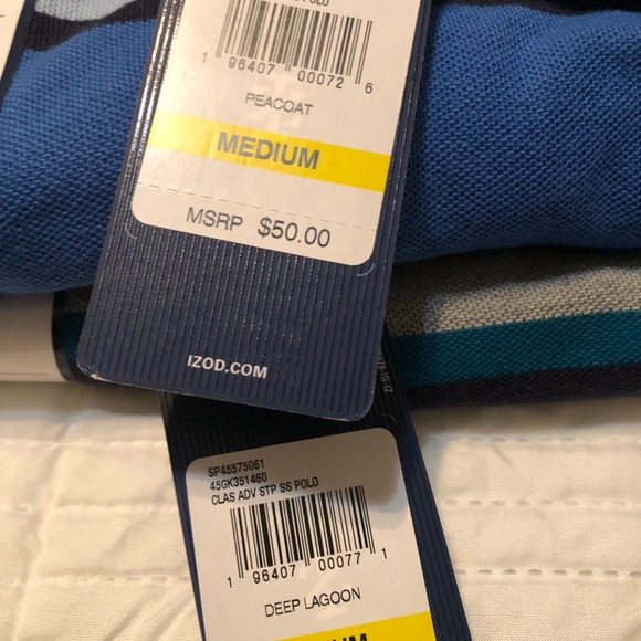 IZOD Polo Shirts in light blue, deep lagoon and peacoat shorts sleeve - Picture 9 of 9